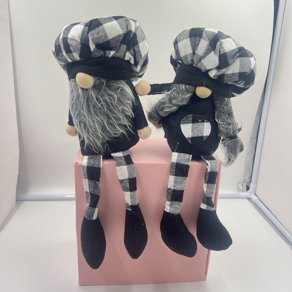 Set Of 2 Chef Gnome, boy gnome 7" Plush Gnome On A Shelf Chef Hat NEW Decoration